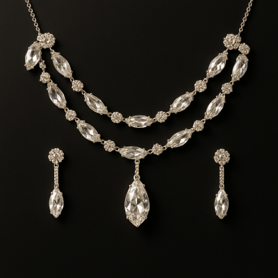 Shimmer Blossom Diamond Look Necklace & Earrings